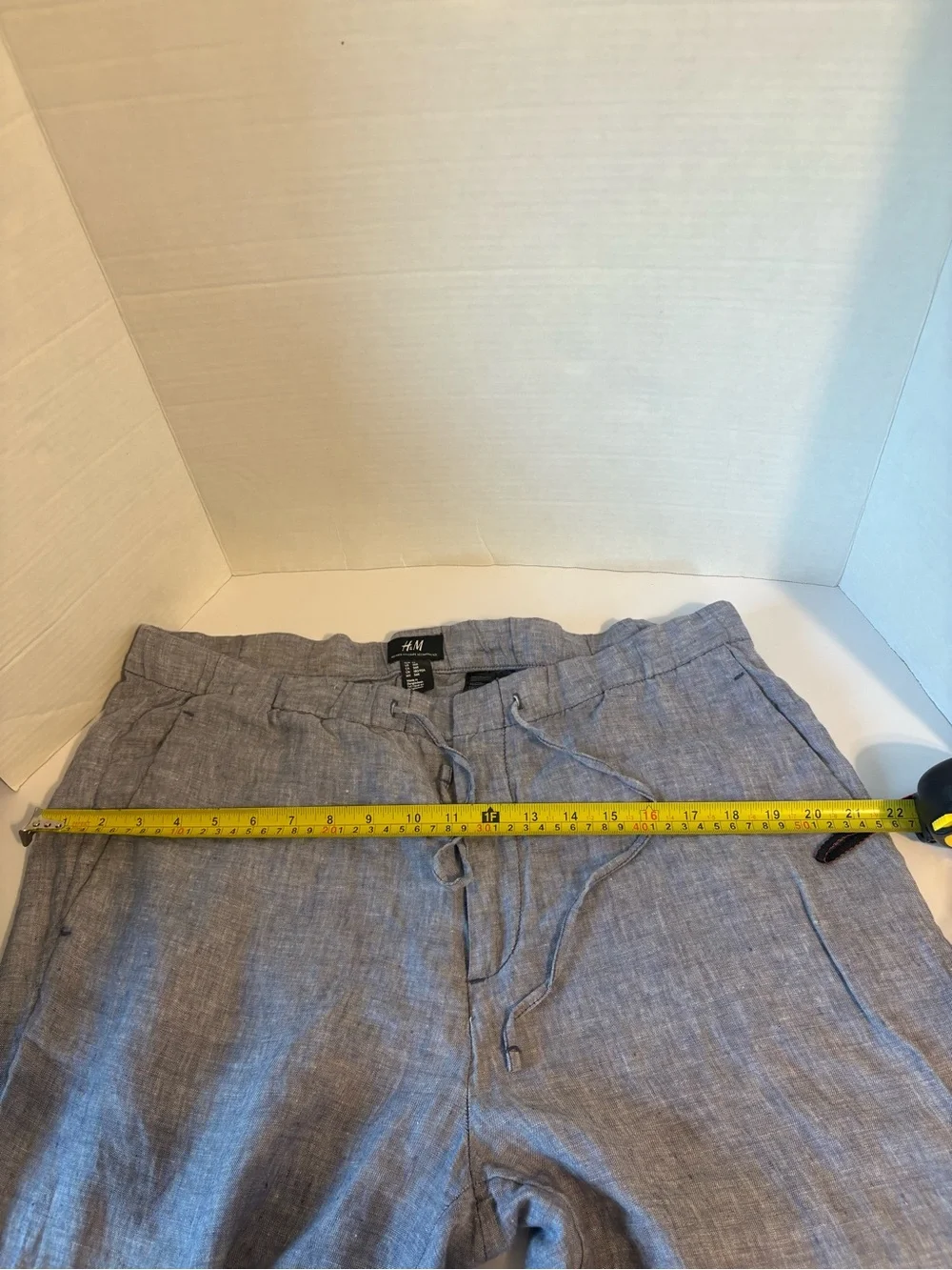 H&M Men's Lightweight Linen Drawstring Pants - Blue Sz US- 36R